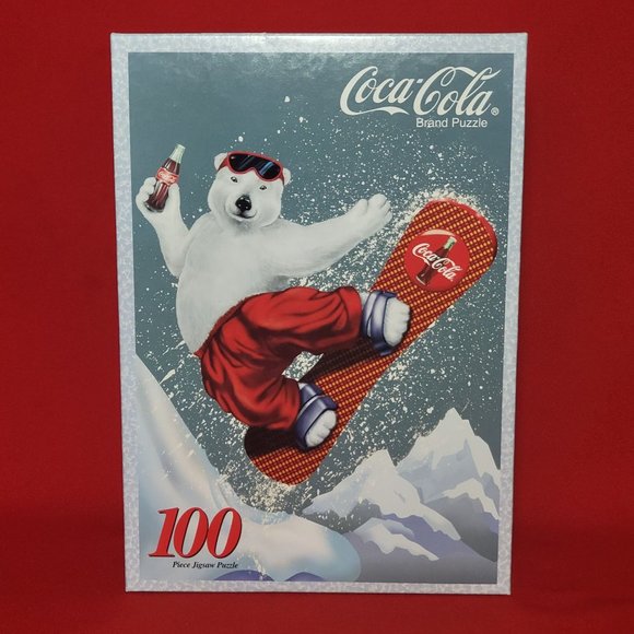 Coca Cola 100 Piece Jigsaw Puzzle Snowboard Bear 1988 New Factory Sealed - Picture 1 of 8